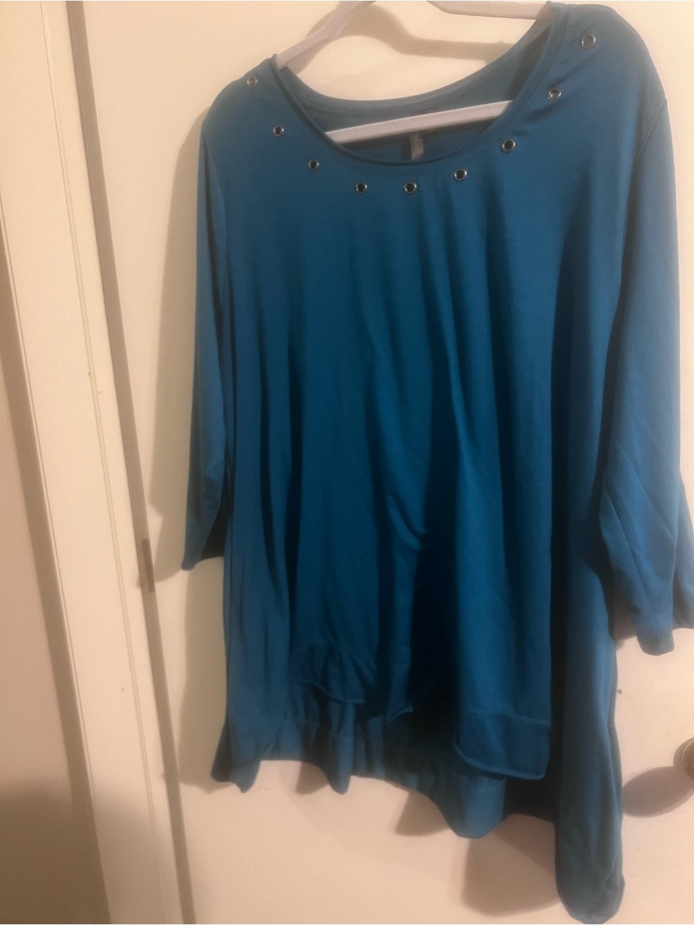 Allie & Rob Teal Eyelet-Neck Tunic Top